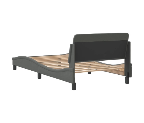 Estructura de cama sin colchón tela gris oscuro 90x200 cm