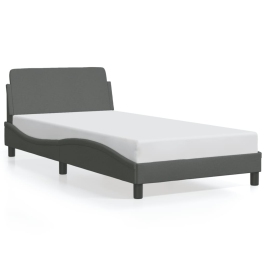 Estructura de cama sin colchón tela gris oscuro 90x200 cm