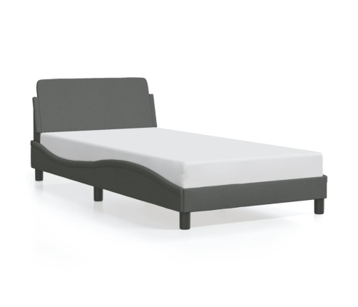 Estructura de cama sin colchón tela gris oscuro 90x200 cm