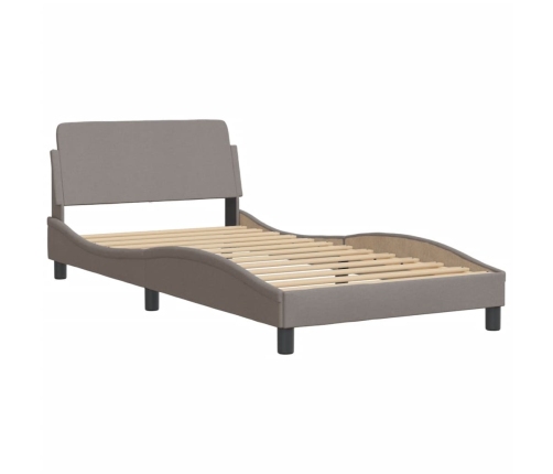 Estructura de cama con cabecero de tela gris taupe 100x200 cm