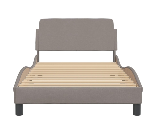 Estructura de cama con cabecero de tela gris taupe 100x200 cm