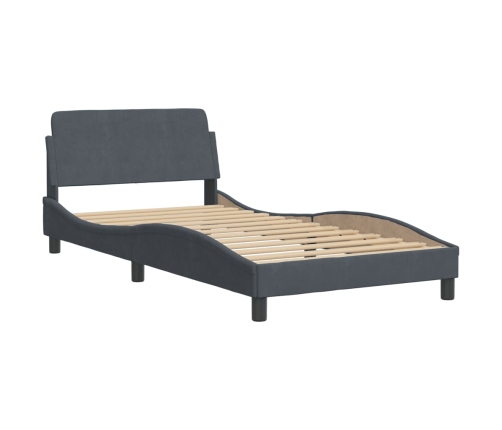 Estructura de cama sin colchón terciopelo gris oscuro 100x200cm