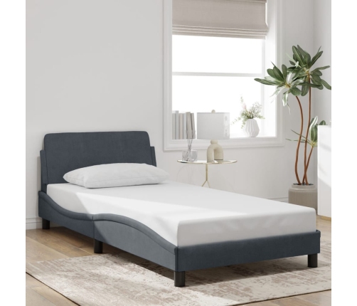 Estructura de cama sin colchón terciopelo gris oscuro 100x200cm