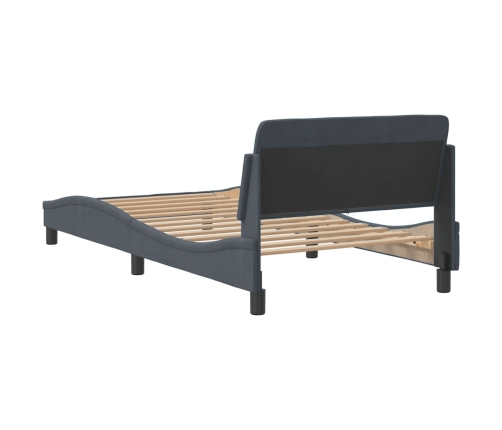 Estructura de cama sin colchón terciopelo gris oscuro 100x200cm