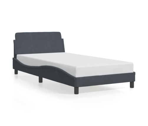 Estructura de cama sin colchón terciopelo gris oscuro 100x200cm