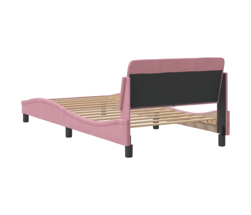 Cama con cabecero sin colchón terciopelo rosa 100x200 cm