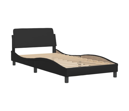 Estructura de cama con cabecero cuero sintético negro 100x200cm