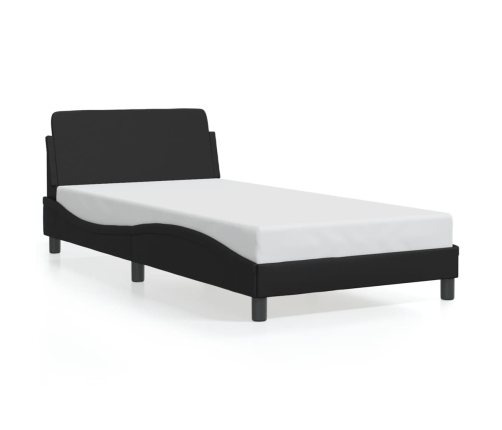 Estructura de cama con cabecero cuero sintético negro 100x200cm