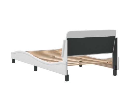 Estructura de cama sin colchón cuero sintético blanco 100x200cm