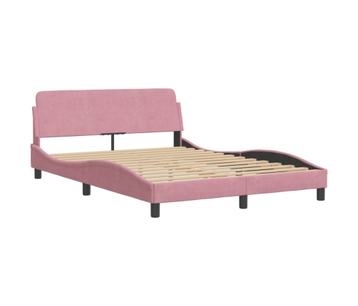 Cama con cabecero sin colchón terciopelo rosa 120x200 cm