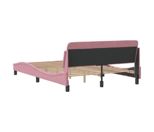 Cama con cabecero sin colchón terciopelo rosa 120x200 cm