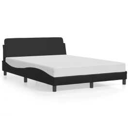 Estructura de cama sin colchón cuero sintético negro 120x200 cm