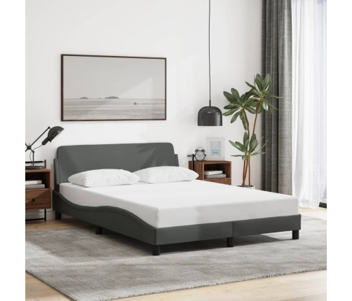 Cama sin colchón tela gris oscuro 140x190 cm