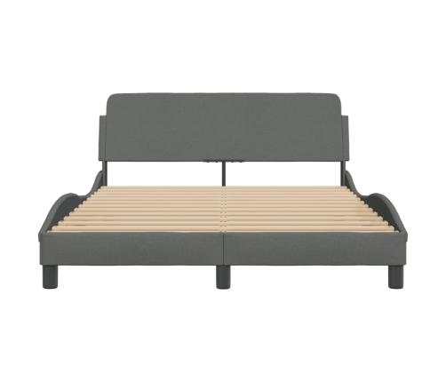 Cama sin colchón tela gris oscuro 140x190 cm