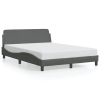 Estructura de cama con cabecero de tela gris oscuro 140x190 cm