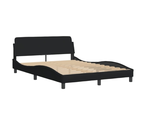 Estructura de cama con cabecero de tela negro 140x190 cm