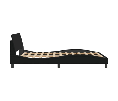 Estructura de cama con cabecero de tela negro 140x190 cm