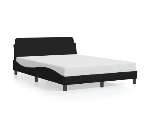 Estructura de cama con cabecero de tela negro 140x190 cm