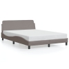 Estructura de cama con cabecero de tela gris taupe 140x190 cm