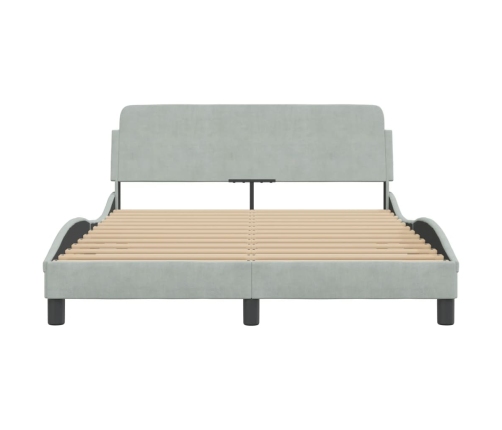 Estructura de cama sin colchón terciopelo gris claro 140x190 cm