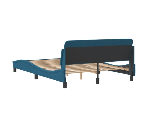 Cama con cabecero sin colchón terciopelo azul 140x190 cm