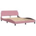 Cama con cabecero sin colchón terciopelo rosa 140x190 cm