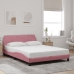 Cama con cabecero sin colchón terciopelo rosa 140x190 cm