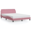 Cama con cabecero sin colchón terciopelo rosa 140x190 cm