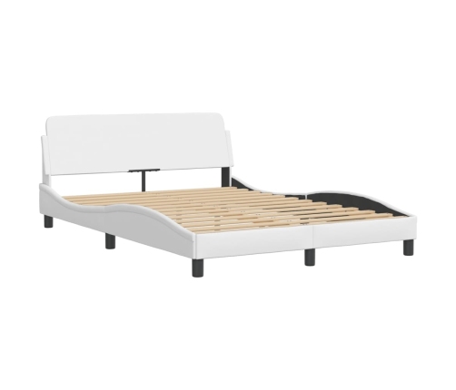 Estructura de cama cabecero cuero sintético blanco 140x190 cm