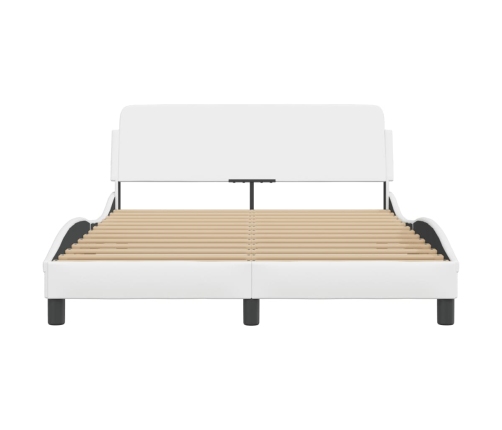 Estructura de cama cabecero cuero sintético blanco 140x190 cm