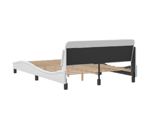 Estructura de cama cabecero cuero sintético blanco 140x190 cm