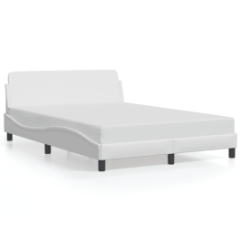 Estructura de cama sin colchón cuero sintético blanco 140x190cm