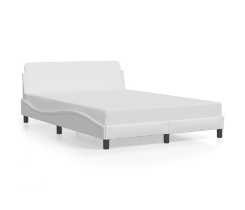 Estructura de cama cabecero cuero sintético blanco 140x190 cm