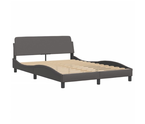 Estructura de cama con cabecero cuero sintético gris 140x190 cm