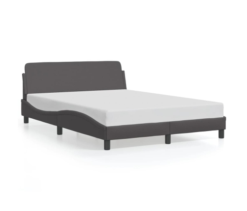 Estructura de cama con cabecero cuero sintético gris 140x190 cm