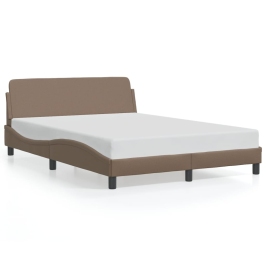 Estructura cama sin colchón cuero sintético capuchino 140x190cm