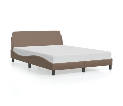 Estructura cama sin colchón cuero sintético capuchino 140x190cm