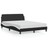 Cama sin colchón cuero sintético negro blanco 140x190 cm