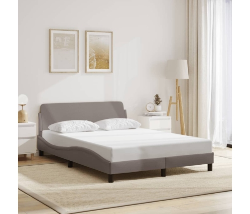 Cama sin colchón tela gris taupe 140x200 cm