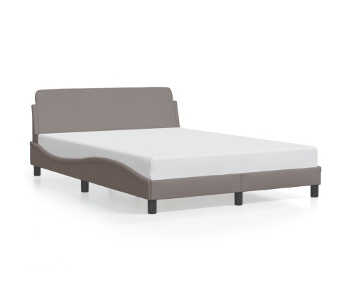 Cama sin colchón tela gris taupe 140x200 cm