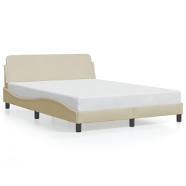 Cama sin colchón tela color crema 140x200 cm