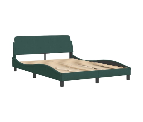 Estructura cama sin colchón terciopelo verde oscuro 140x200 cm