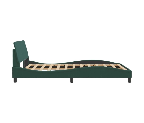 Estructura cama sin colchón terciopelo verde oscuro 140x200 cm