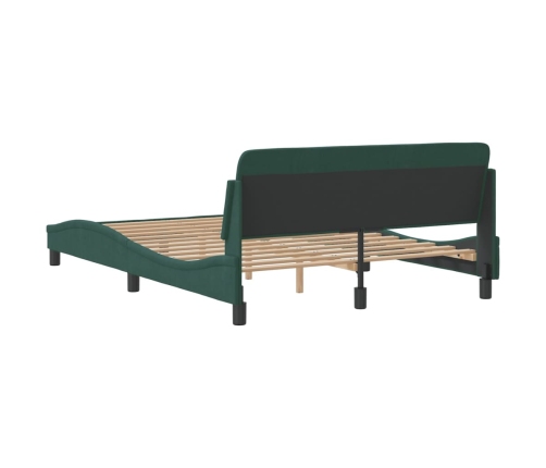 Estructura cama sin colchón terciopelo verde oscuro 140x200 cm