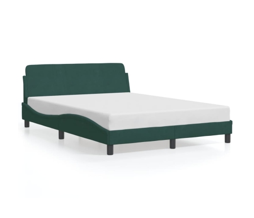 Estructura cama sin colchón terciopelo verde oscuro 140x200 cm