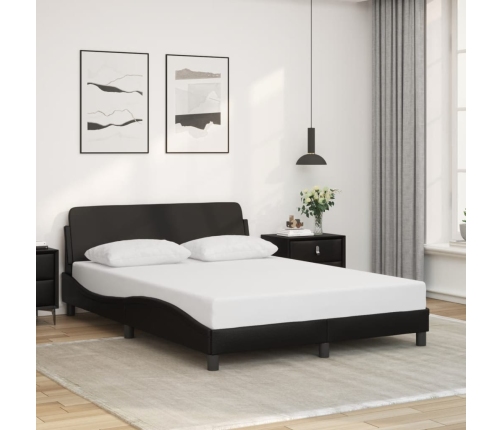 Estructura de cama sin colchón cuero sintético negro 140x200 cm