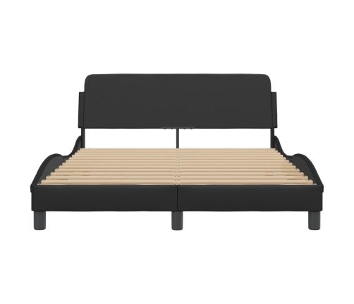 Estructura de cama sin colchón cuero sintético negro 140x200 cm