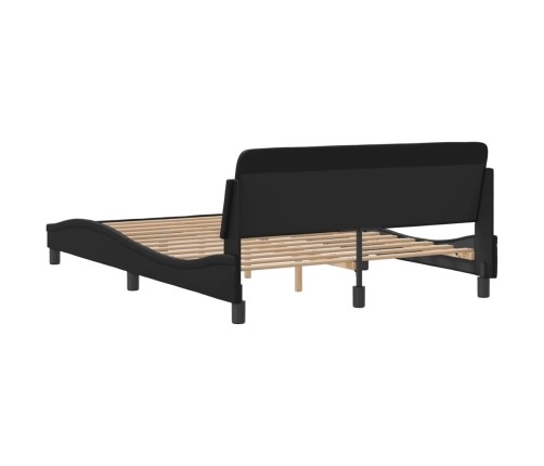 Estructura de cama sin colchón cuero sintético negro 140x200 cm
