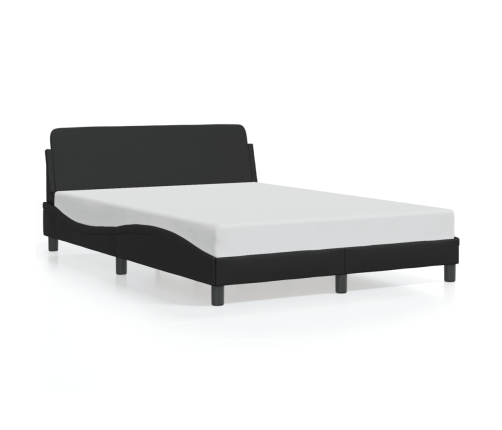 Estructura de cama sin colchón cuero sintético negro 140x200 cm