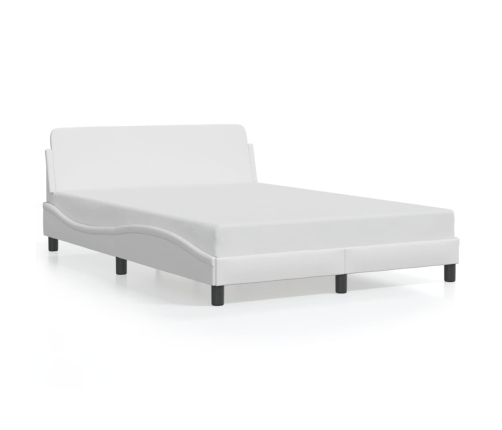 Estructura de cama cabecero cuero sintético blanco 140x200 cm